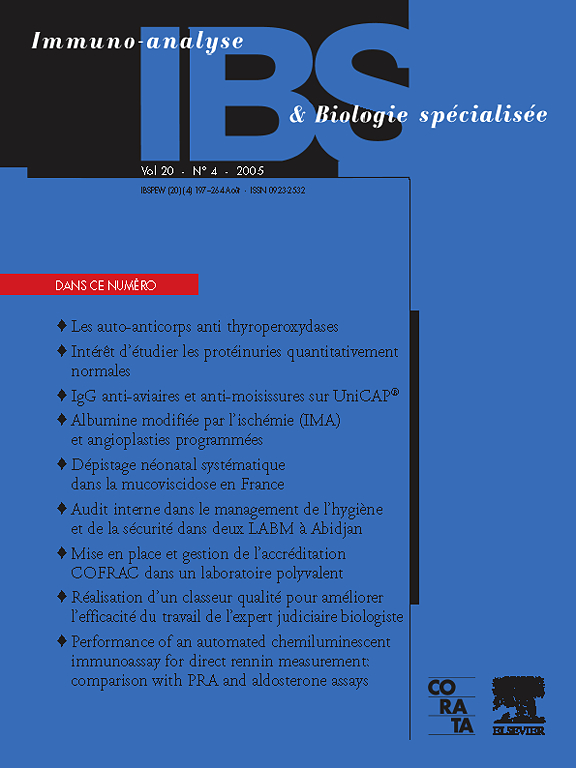 Go to journal home page - Immuno-analyse & Biologie Spécialisée